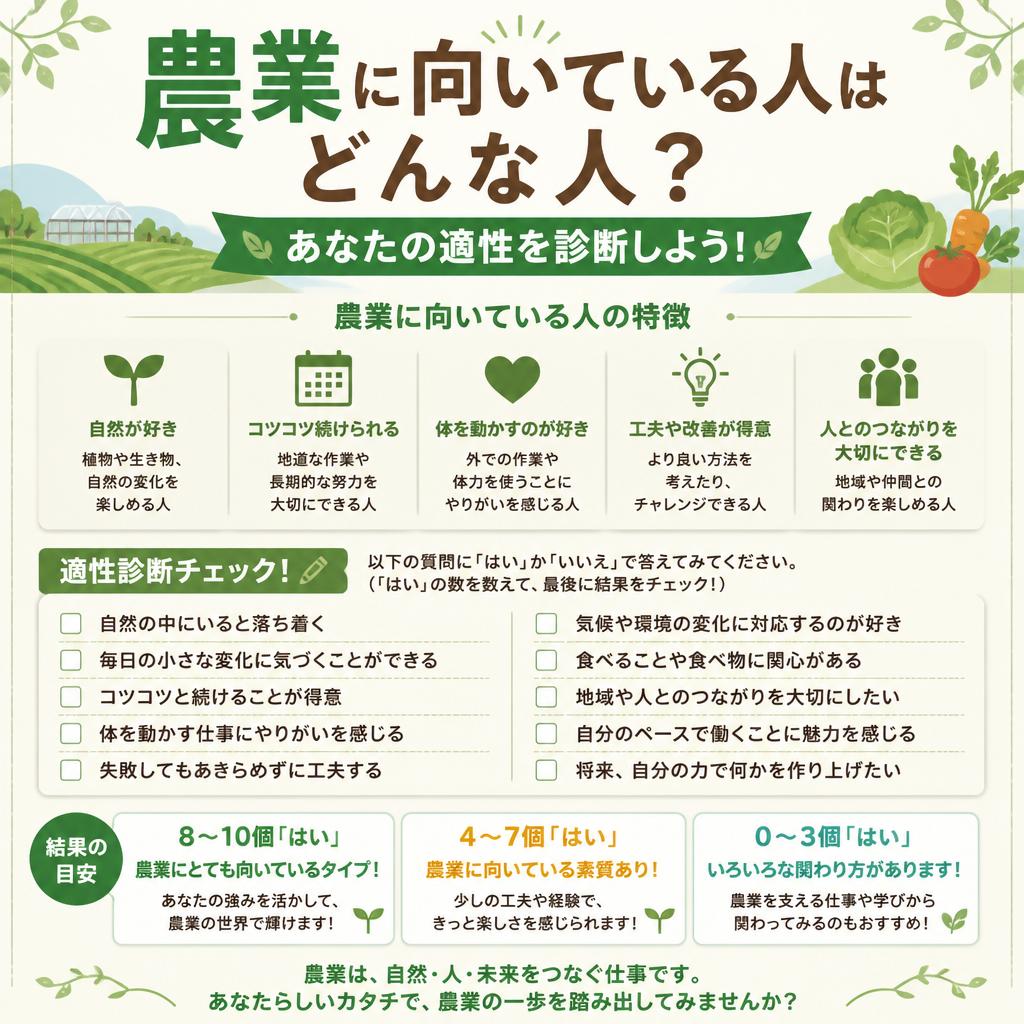農業に向いている人はどんな人？あなたの適性を診断しよう！